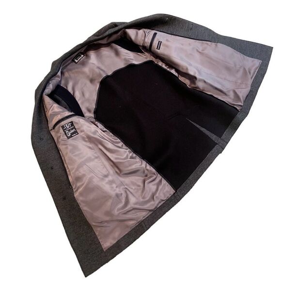 Bugatti men’s charcoal gray wool blend chevron lined outer coat european 44R - Picture 10 of 16